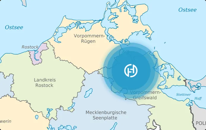 Karte des Einsatzgebiets von Hansehelden Reinigung in Vorpommern-Greifswald